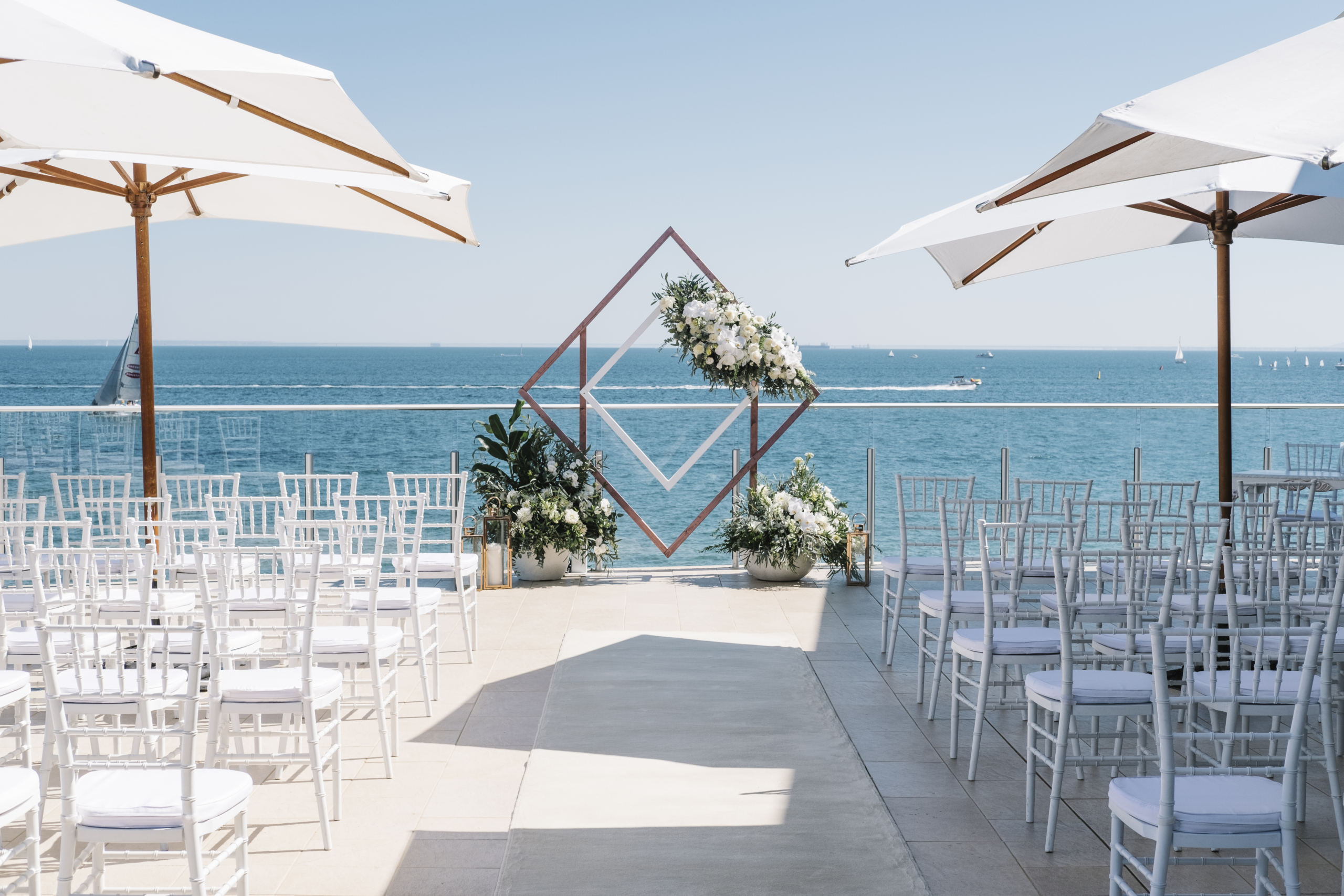 ceremony with water views