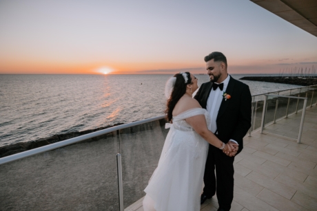 sunset overlooking marina and water